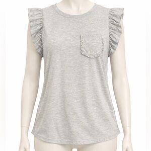 Women’s Heather Gray Ruffle Sleeve Top-Sz XL-Brand unknown